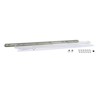 GloboStar® 90615 2 x 150cm T8 Tri-Proof Πλαστικό PC Σκαφάκι με Μεταλλικά Clips για 2 x Λάμπες Φθορίου LED Τροφοδοσίας Ενός Άκρου Αδιάβροχο IP65 - 5 Χρόνια Εγγύηση