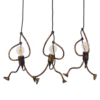 GloboStar® FIGURE 10000979 Μοντέρνο Κρεμαστό Παιδικό Φωτιστικό Οροφής Τρίφωτο 3 x E27 Μπρούτζινο Μεταλλικό Φιγούρα Μ70 x Π10 x Υ105cm