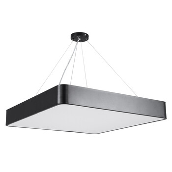 GloboStar® KAMALA 61208-P Κρεμαστή Πλαφονιέρα Οροφής LED CCT 75W 8625lm 120° AC 220-240V - Εναλλαγή Φωτισμού μέσω Τηλεχειριστηρίου All In One Ψυχρό 6000k+Φυσικό 4500k+Θερμό 2700k Dimmable Μ60 x Π60 x Υ8cm - Μαύρο - 3 Years Warranty