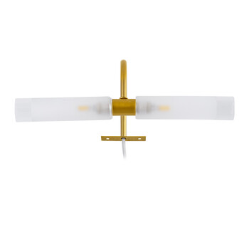 GloboStar® FLORA 60413 Μοντέρνο Φωτιστικό Τοίχου - Απλίκα Καθρέπτη Μπάνιου - Πίνακα 2 x G9 270° AC 220-240V IP44 Μ31 x Π13 x Υ12cm - Χρυσό - 5 Years Warranty