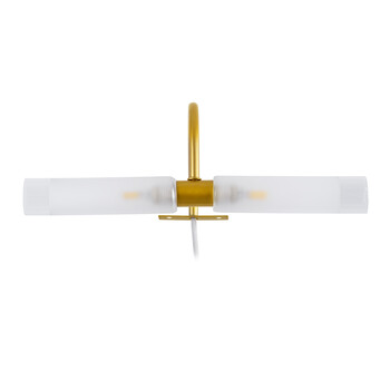 GloboStar® FLORA 60413 Μοντέρνο Φωτιστικό Τοίχου - Απλίκα Καθρέπτη Μπάνιου - Πίνακα 2 x G9 270° AC 220-240V IP44 Μ31 x Π13 x Υ12cm - Χρυσό - 5 Years Warranty