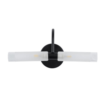 GloboStar® PAOLA 60416 Μοντέρνο Φωτιστικό Τοίχου - Απλίκα Καθρέπτη Μπάνιου - Πίνακα 2 x G9 270° AC 220-240V IP44 Μ31 x Π16 x Υ15cm - Μαύρο - 5 Years Warranty