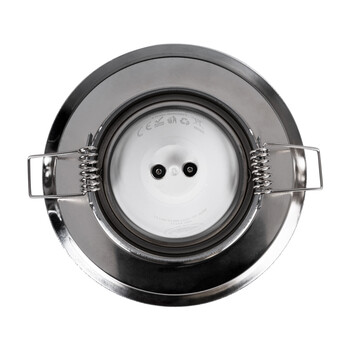 GloboStar® 77817 Χωνευτή Στρογγυλή Βάση για LED Spot GU10 - MR16 - GU5.3 Χρώμιο Κινούμενη σε 2 Άξονες Φ95mm