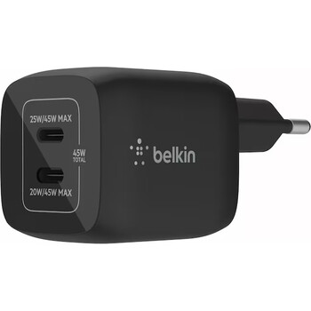 Belkin WCH011vfBK BOOST↑CHARGE PRO Dual USB-C® GaN Wall Charger with PPS 45W