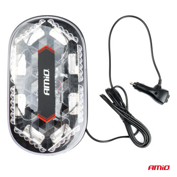 03336/AM ΦΑΡΟΣ/ΜΠΑΡΑ MINI 12/24V 48SMD LED ΠΟΡΤΟΚΑΛΙ ΜΕ ΦΙΣ ΑΝΑΠΤΗΡΑ & ΜΑΓΝΗΤΙΚΗ ΒΑΣΗ 328x186x50mm ΑΜΙΟ - 1 ΤΕΜ.
