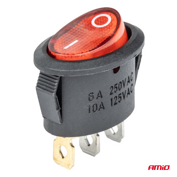 03612/AM ΔΙΑΚΟΠΤΗΣ ON/OFF 3 ΕΠΑΦΩΝ 12V 230A ΟΒΑΛ ΚΟΚΚΙΝΟΣ ΦΩΤΙΣΜΟΣ ΑΜΙΟ - 1 ΤΕΜ.