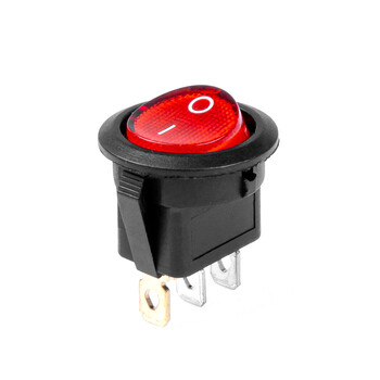 03086/AM ΔΙΑΚΟΠΤΗΣ ON/OFF 3 ΕΠΑΦΩΝ 12/24V 20A ΣΤΡΟΓΓΥΛΟΣ ΜΕ ΚΟΚΚΙΝΟ ΦΩΤΙΣΜΟ  ΑΜΙΟ - 1 ΤΕΜ.