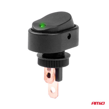 03087/AM ΔΙΑΚΟΠΤΗΣ ON/OFF  3 ΕΠΑΦΩΝ ΜΕ LED ΠΡΑΣΙΝΟ 12/24V Φ12mm 30A ΜΕ ΣΠΕΙΡΩΜΑ ΟΒΑΛ ΑΜΙΟ - 1 ΤΕΜ.