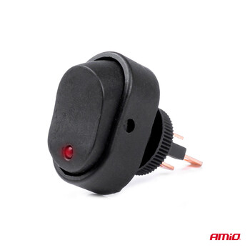 03089/AM ΔΙΑΚΟΠΤΗΣ ON/OFF 3 ΕΠΑΦΩΝ ΜΕ LED ΚΟΚΚΙΝΟ12/24V Φ12mm 30A ΜΕ ΣΠΕΙΡΩΜΑ ΟΒΑΛ ΑΜΙΟ - 1 ΤΕΜ.