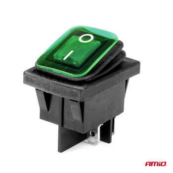 03090/AM ΔΙΑΚΟΠΤΗΣ ON/OFF 4 ΕΠΑΦΩΝ 20A 12/24V ΠΡΑΣΙΝΟΣ ΦΩΤΙΣΜΟΣ ΟΡΘΟΓΩΝΙΟΣ ΑΜΙΟ - 1 ΤΕΜ.
