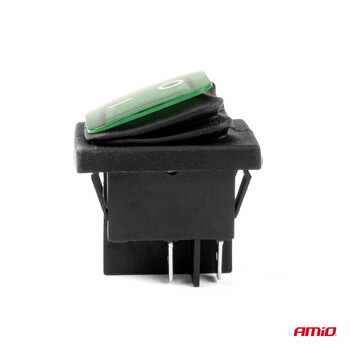03090/AM ΔΙΑΚΟΠΤΗΣ ON/OFF 4 ΕΠΑΦΩΝ 20A 12/24V ΠΡΑΣΙΝΟΣ ΦΩΤΙΣΜΟΣ ΟΡΘΟΓΩΝΙΟΣ ΑΜΙΟ - 1 ΤΕΜ.