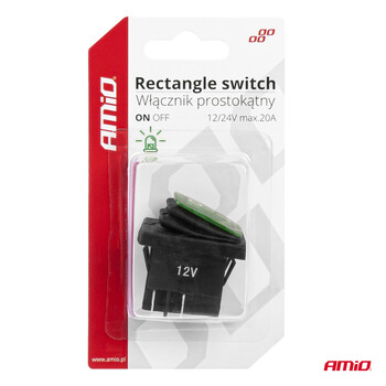 03090/AM ΔΙΑΚΟΠΤΗΣ ON/OFF 4 ΕΠΑΦΩΝ 20A 12/24V ΠΡΑΣΙΝΟΣ ΦΩΤΙΣΜΟΣ ΟΡΘΟΓΩΝΙΟΣ ΑΜΙΟ - 1 ΤΕΜ.