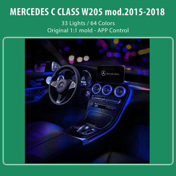 DIQ AMBIENT FULL KIT BENZ C (W205) mod.2015-2018 (Digital iQ Ambient Light for Mercedes C, 33 Lights)