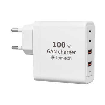 LAMTECH GaN FAST CHARGER 2xTYPE-C & 2xQC3.0 OUTPUT 100W