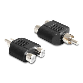 DELOCK αντάπτορας από 2x RCA θηλυκό σε 1x RCA αρσενικό 84499, μαύρος
