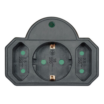 POWERTECH αντάπτορας ρεύματος PT-817, 1x schuko, 2x euro, 16A, μαύρος