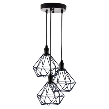 POWERTECH τρίφωτο φωτιστικό οροφής HLL-0004, E27, Φ20, μεταλλικό, μαύρο
