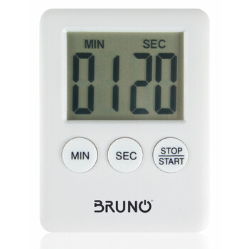 BRUNO χρονόμετρο & αντίστροφη μέτρηση BRN-0063, LCD, με μαγνήτη, λευκό
