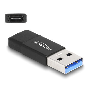 DELOCK αντάπτορας USB 3.2 Gen 2 σε USB-C 60001, 10Gbps, μαύρος
