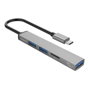 ORICO USB hub AH-12F με card reader, 4 θυρών, 5Gbps, USB-C σύνδεση, γκρι