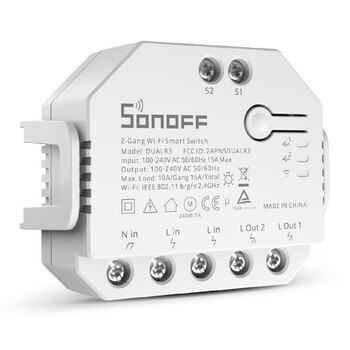 SONOFF smart διακόπτης DUALR3, 2-Gang, WiFi, 15A, λευκός