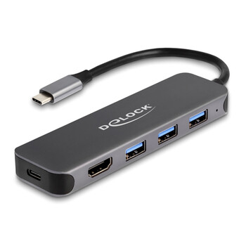 DELOCK docking station 64171, 5 θυρών, USB-C σύνδεση, 85W PD, 4K, γκρι
