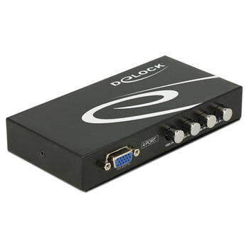 DELOCK VGA switch 87635, 4 ports, bidirectional, Full HD, μαύρο