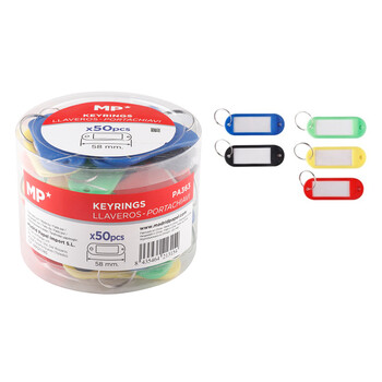 MP μπρελόκ κλειδιών με ετικέτα PA363, 20x58mm, διάφορα χρώματα, 50τμχ