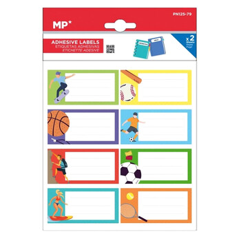 MP αυτοκόλλητες ετικέτες τετραδίων PN125-79, 65x32mm, 8 σχέδια, 16τμχ