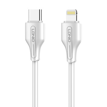 LDNIO καλώδιο Lightning σε USB-C LC122I, 30W PD, 2m, λευκό