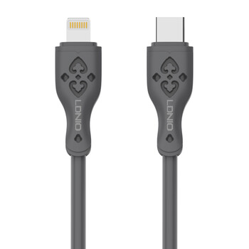 LDNIO καλώδιο Lightning σε USB-C LC811I, 30W PD, 1m, γκρι