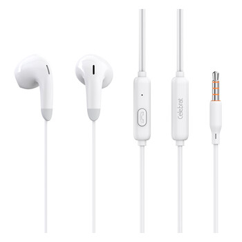 CELEBRAT earphones με μικρόφωνο G27, 3.5mm, 1.2m, λευκά