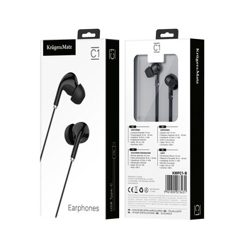 KMPC1-B . Ακουστικά in-ear USB-C με μικρόφωνο Kruger&Matz C1 μαύρα
