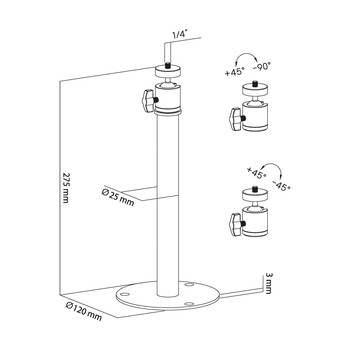 UCH0258 . Βάση τοίχου-οροφής για Projector ρυθμιζόμενη 2.5kg Cabletech