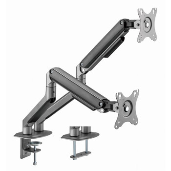 GEMBIRD DESK MOUNTED ADJUSTABLE DOUBLE MONITOR ARM SPACE GREY
