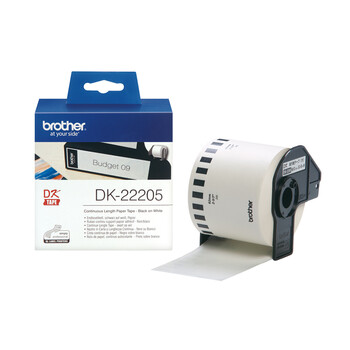 BROTHER LABEL PRINTER TAPE Black on White 62mm wide (DK-22205) (BRODK22205) BROTHER LABEL PRINTER TAPE Black on White 62mm wide (DK-22205) (BRODK22205)