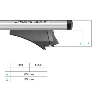 12940/MB ΜΠΑΡΕΣ ΟΡΟΦΗΣ ΑΛΟΥΜΙΝΙΟΥ BLADE XL SILVER 130cm ΜΕ ΑΚΡΑ ALFA HIGH ΓΙΑ FLUSH / STANDARD RAILS MENABO - 2 ΤΕΜ.