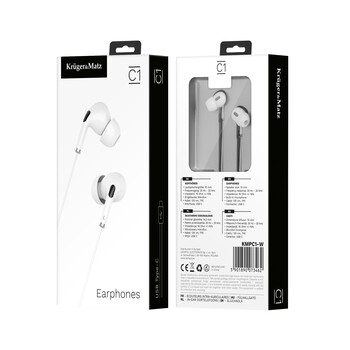 KMPC1-W . Ακουστικά in-ear USB-C με μικρόφωνο Kruger&Matz C1 λευκά