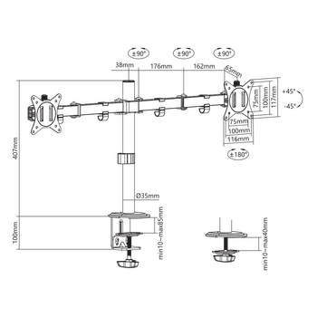 SBOX MONITOR STAND 17'-32' (LEFT & RIGHT) VESA 100x100 MAX