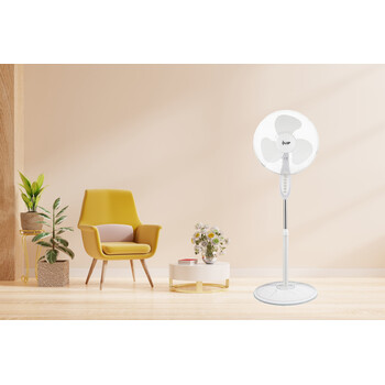 LAMTECH ROUND BASE STAND FAN 16' 40CM 45W WHITE