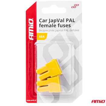03392/AM ΑΣΦΑΛΕΙΕΣ JapVal PAL ΘΗΛΥΚΕΣ 60A ΣΕ ΚΙΤΡΙΝΟ ΧΡΩΜΑ AMIO - 2 Τεμ.