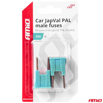 03405/AM ΑΣΦΑΛΕΙΕΣ JapVal PAL U ΑΡΣΕΝΙΚΕΣ 20A ΣΕ ΓΑΛΑΖΙΟ ΧΡΩΜΑ AMIO - 2 Τεμ.