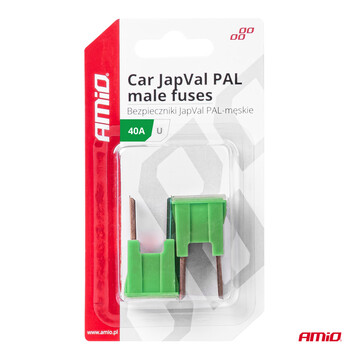 03407/AM ΑΣΦΑΛΕΙΕΣ JapVal PAL U ΑΡΣΕΝΙΚΕΣ 40A ΣΕ ΠΡΑΣΙΝΟ ΧΡΩΜΑ AMIO - 2 Τεμ.
