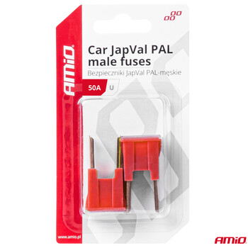 03408/AM ΑΣΦΑΛΕΙΕΣ JapVal PAL U ΑΡΣΕΝΙΚΕΣ 50A ΣΕ ΚΟΚΚΙΝΟ ΧΡΩΜΑ AMIO - 2 Τεμ.