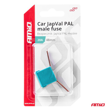 03417/AM ΑΣΦΑΛΕΙΕΣ JapVal PAL ΑΡΣΕΝΙΚΕΣ 48mm 20A ΣΕ ΓΑΛΑΖΙΟ ΧΡΩΜΑ AMIO - 2 Τεμ.