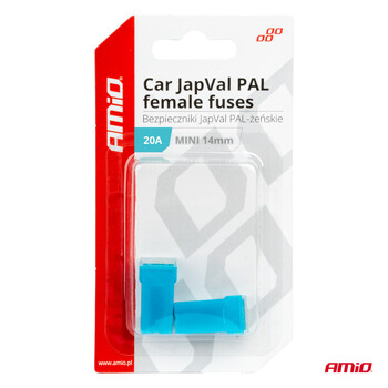 03435/AM ΑΣΦΑΛΕΙΕΣ JapVal PAL ΜΙΝΙ 14mm ΘΗΛΥΚΕΣ 20A ΣΕ ΓΑΛΑΖΙΟ ΧΡΩΜΑ AMIO - 2 Τεμ.