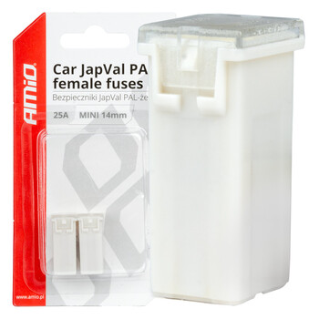 03436/AM ΑΣΦΑΛΕΙΕΣ JapVal PAL ΜΙΝΙ 14mm ΘΗΛΥΚΕΣ 25A ΣΕ ΛΕΥΚΟ ΧΡΩΜΑ AMIO - 2 Τεμ.
