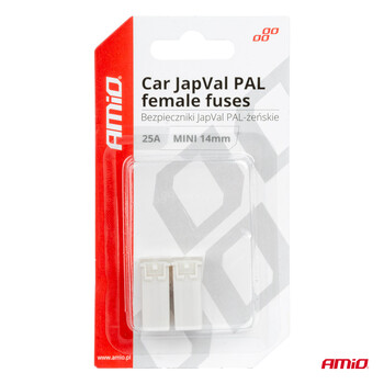 03436/AM ΑΣΦΑΛΕΙΕΣ JapVal PAL ΜΙΝΙ 14mm ΘΗΛΥΚΕΣ 25A ΣΕ ΛΕΥΚΟ ΧΡΩΜΑ AMIO - 2 Τεμ.