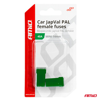 03438/AM ΑΣΦΑΛΕΙΕΣ JapVal PAL ΜΙΝΙ 14mm ΘΗΛΥΚΕΣ 40A ΣΕ ΠΡΑΣΙΝΟ ΧΡΩΜΑ AMIO - 2 Τεμ.