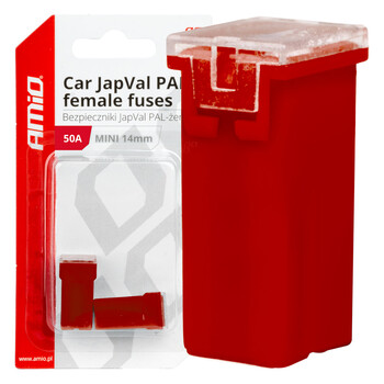 03439/AM ΑΣΦΑΛΕΙΕΣ JapVal PAL ΜΙΝΙ 14mm ΘΗΛΥΚΕΣ 50A ΣΕ ΚΟΚΚΙΝΟ ΧΡΩΜΑ AMIO - 2 Τεμ.